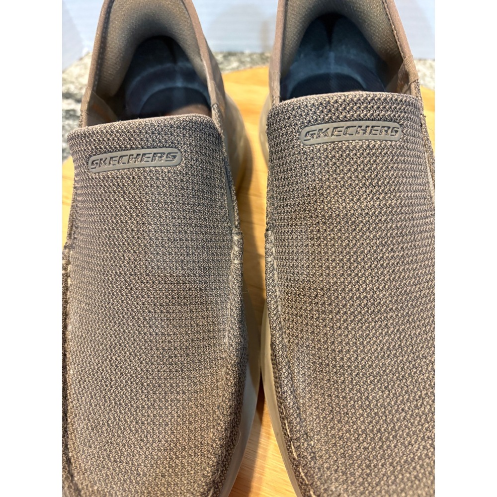 Skechers Slip Ins Men's Taupe Mesh Breathable Slip On‎ Shoes Size 9  sku87 - Picture 7 of 8